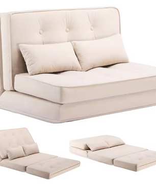 Kleine 2-zits Slaapbank – Mini Sofa met 6-traps Verstelbare Rugleuning, Opvouwbaar en Ruimtebesparend