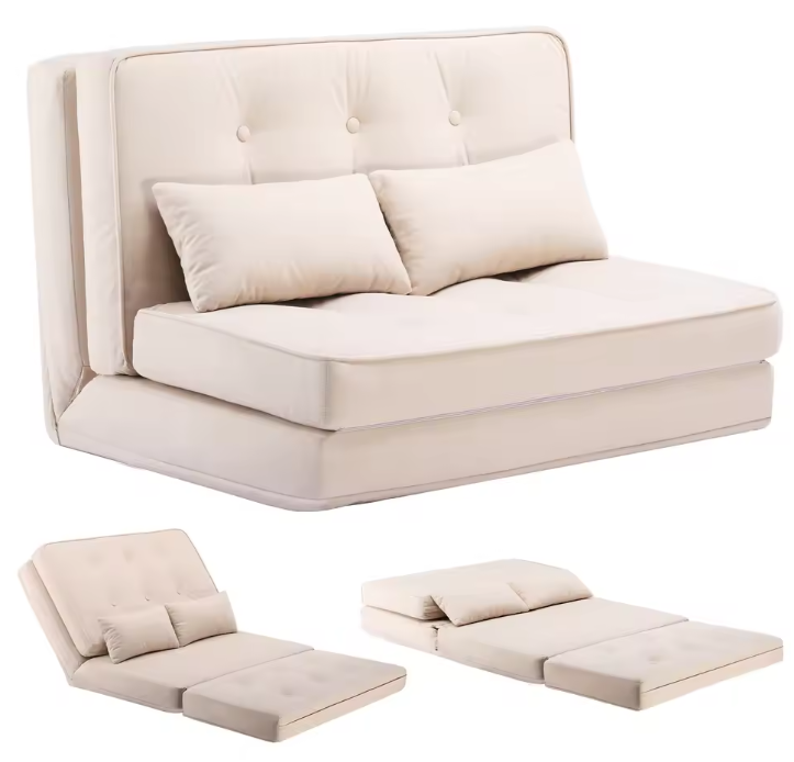 Kleine 2-zits Slaapbank – Mini Sofa met 6-traps Verstelbare Rugleuning, Opvouwbaar en Ruimtebesparend