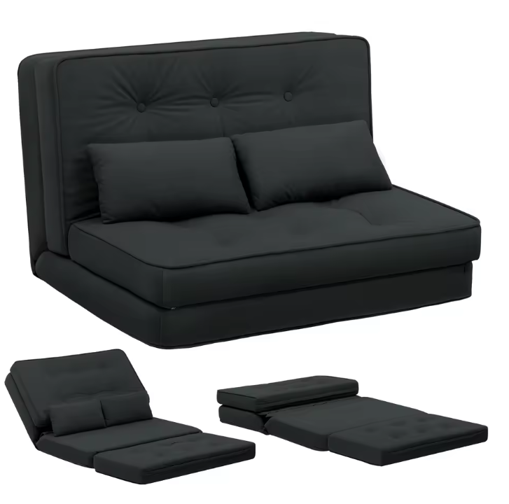 Kleine 2-zits Slaapbank – Mini Sofa met 6-traps Verstelbare Rugleuning, Opvouwbaar en Ruimtebesparend