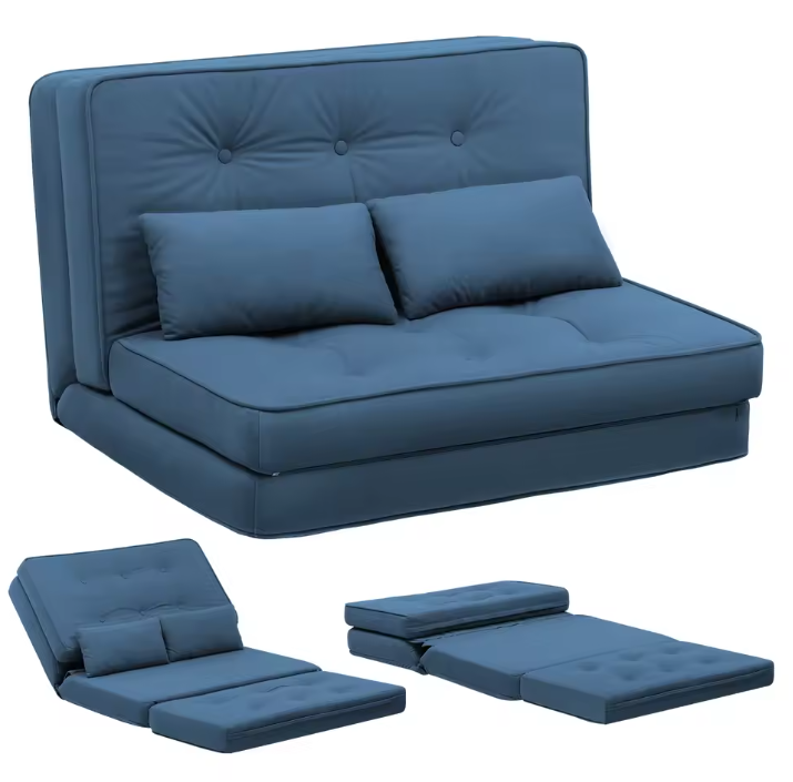 Kleine 2-zits Slaapbank – Mini Sofa met 6-traps Verstelbare Rugleuning, Opvouwbaar en Ruimtebesparend