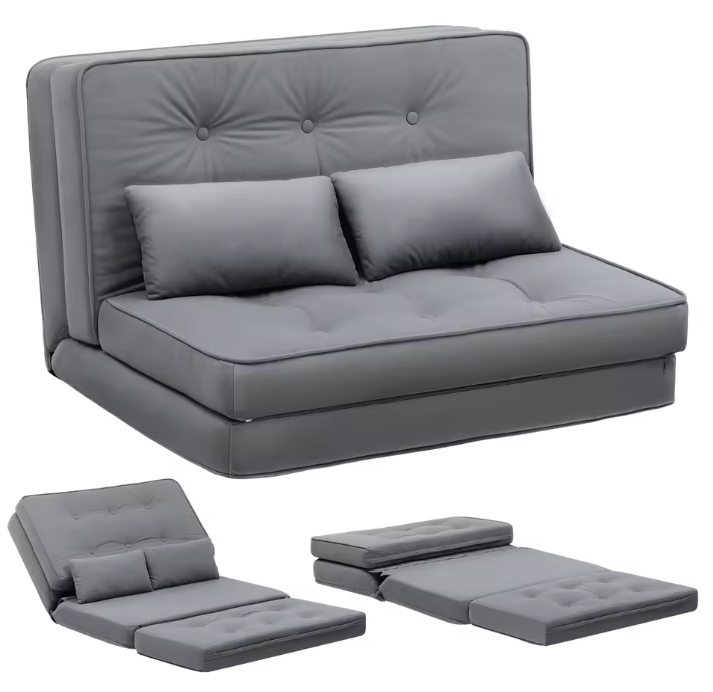 Kleine 2-zits Slaapbank – Mini Sofa met 6-traps Verstelbare Rugleuning, Opvouwbaar en Ruimtebesparend