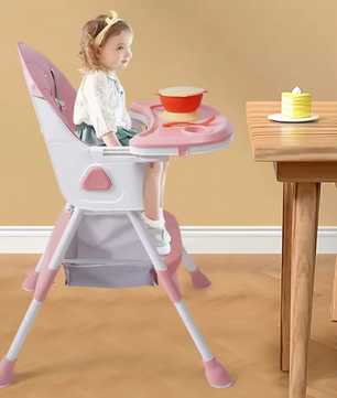 Kinderstoel met Bestekset – Verstelbare Hoogte, Hoge Veiligheid en Sterk Draagvermogen