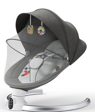 Elektrische Babyschommel met Bluetooth, Afstandsbediening en Timer – Comfortabele Babyschommelstoel Donkergrijs