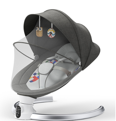 Elektrische Babyschommel met Bluetooth, Afstandsbediening en Timer – Comfortabele Babyschommelstoel Donkergrijs