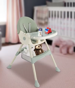 3-in-1 Kinderstoel met Tafel, Wielen en Verwijderbaar Dienblad – Opvouwbaar en Comfortabel