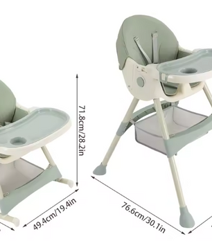 3-in-1 Kinderstoel met Tafel, Wielen en Verwijderbaar Dienblad – Opvouwbaar en Comfortabel