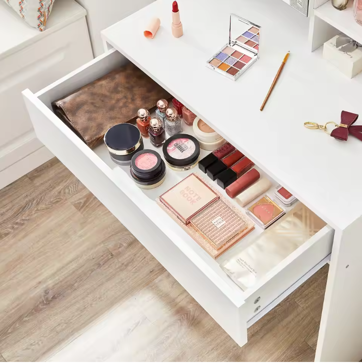 Minimalistische Make-uptafel met Spiegel, Lades en Verstelbare Vakken, 70 cm