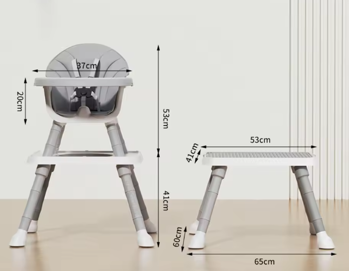 7-in-1 Converteerbare Kinderstoel – Meegroeiend Eetstoeltje, Activiteitentafel en Leerstoel voor Baby en Peuter