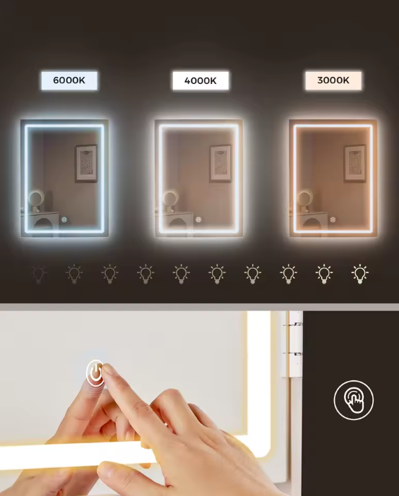 Moderne Make-uptafel met LED Spiegel, Verstelbare Verlichting en Lades