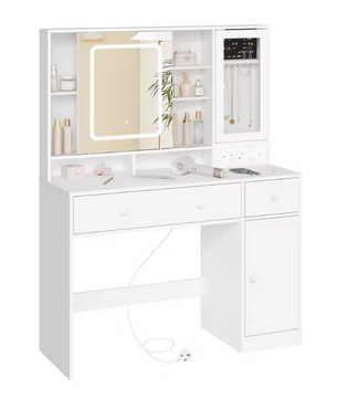 Make-uptafel met LED Spiegel, Sieradenkast, Lades en Opbergvakken