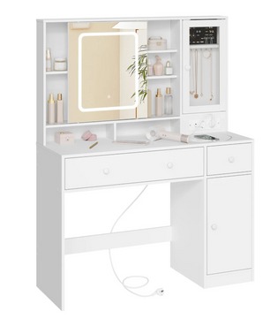 Make-uptafel met LED Spiegel, Sieradenkast, Lades en Opbergvakken
