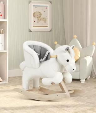 Pluche Schommelpaard Kinderstoel – Dier Schommelstoel met Riem