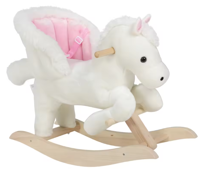 Pluche Schommelpaard Kinderstoel – Dier Schommelstoel met Riem