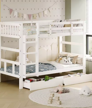 Hoogslaper voor Kinderen met Trap, Opbergruimte en Valbeveiliging