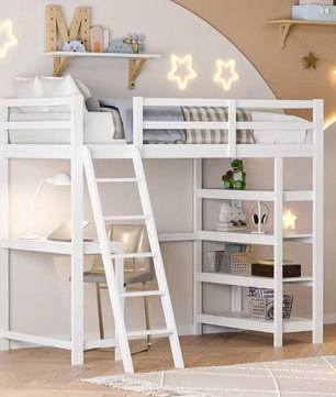 Hoogslaper voor Kinderen met Trap, Opbergruimte en Valbeveiliging