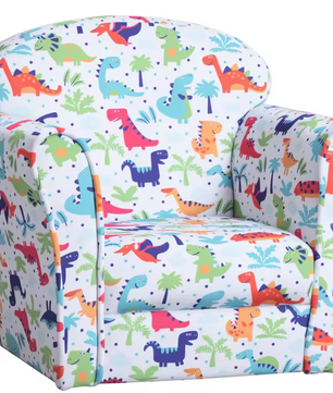 Kinderfauteuil met Dino Print – Zachte Gewatteerde Kinderstoel voor Peuters vanaf 18 Maanden