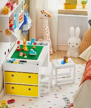 Kindertafel met 2 Stoelen en Opbergruimte – Multifunctionele Kinderzitgroep