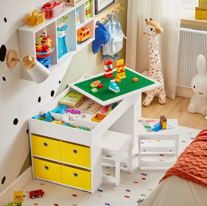 Kindertafel met 2 Stoelen en Opbergruimte – Multifunctionele Kinderzitgroep