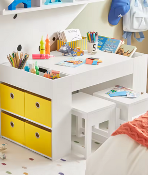 Kindertafel met 2 Stoelen en Opbergruimte – Multifunctionele Kinderzitgroep