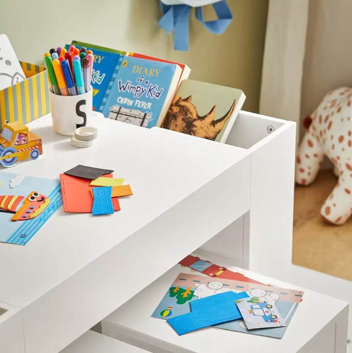 Kindertafel met 2 Stoelen en Opbergruimte – Multifunctionele Kinderzitgroep