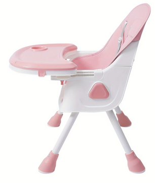 Verstelbare 2-in-1 Kinderstoel – Opvouwbare Baby Eetstoel met Dienblad en Bestek
