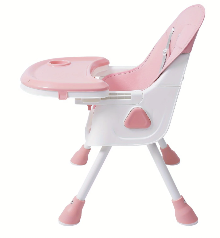 Verstelbare 2-in-1 Kinderstoel – Opvouwbare Baby Eetstoel met Dienblad en Bestek