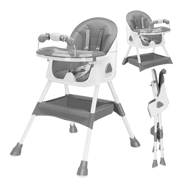 Opvouwbare Baby Eetstoel 6 Maanden+, met Antislip Onderlegger, Speelrek en Afneembaar Eetblad – Veilig, Comfortabel en Ruimtebesparend