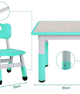 In Hoogte Verstelbare Kindertafel met 2 Stoelen – Speel- en Studietafelset 3-8 Jaar