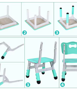 In Hoogte Verstelbare Kindertafel met 2 Stoelen – Speel- en Studietafelset 3-8 Jaar