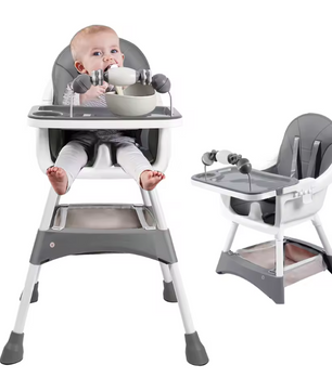 Draagbare Baby Kinderstoel – Verstelbare Eet- en Speelstoel met Dubbele Eettray en Speelrek