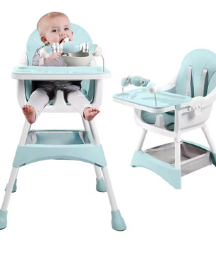 Draagbare Baby Kinderstoel – Verstelbare Eet- en Speelstoel met Dubbele Eettray en Speelrek