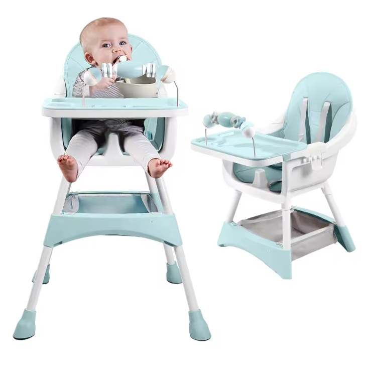 Draagbare Baby Kinderstoel – Verstelbare Eet- en Speelstoel met Dubbele Eettray en Speelrek