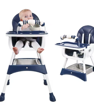 Draagbare Baby Kinderstoel – Verstelbare Eet- en Speelstoel met Dubbele Eettray en Speelrek