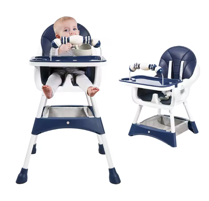 Draagbare Baby Kinderstoel – Verstelbare Eet- en Speelstoel met Dubbele Eettray en Speelrek