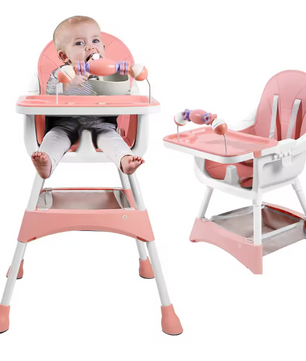 Draagbare Baby Kinderstoel – Verstelbare Eet- en Speelstoel met Dubbele Eettray en Speelrek