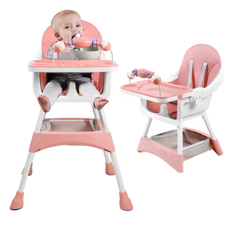 Draagbare Baby Kinderstoel – Verstelbare Eet- en Speelstoel met Dubbele Eettray en Speelrek