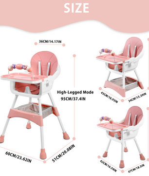 Draagbare Baby Kinderstoel – Verstelbare Eet- en Speelstoel met Dubbele Eettray en Speelrek