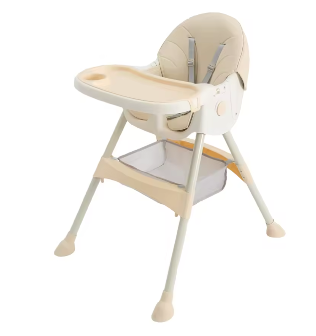 Opvouwbare Baby Kinderstoel met Wielen – Verstelbaar, Dubbele Eettray en 5-Punts Gordel