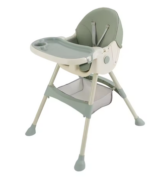 Opvouwbare Baby Kinderstoel met Wielen – Verstelbaar, Dubbele Eettray en 5-Punts Gordel