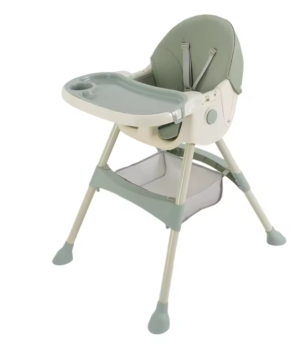 Opvouwbare Baby Kinderstoel met Wielen – Verstelbaar, Dubbele Eettray en 5-Punts Gordel