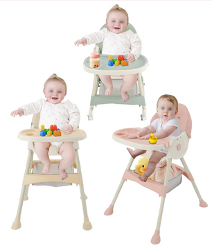 Opvouwbare Baby Kinderstoel met Wielen – Verstelbaar, Dubbele Eettray en 5-Punts Gordel