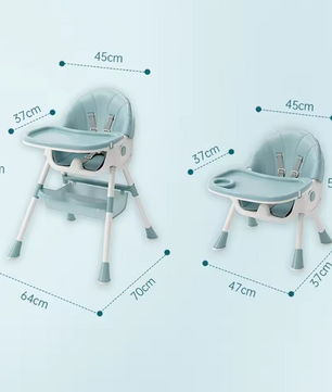 Multifunctionele Baby Kinderstoel – Verstelbaar, Opvouwbaar met Wielen en Dubbele Eettray