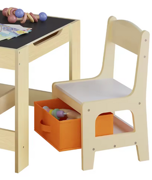 Houten Kindertafel met 2 Stoelen en Opbergruimte – Speel- en Studietafel