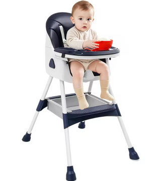 2-in-1 Opvouwbare Baby Kinderstoel – Verstelbaar met Dubbele Eettray