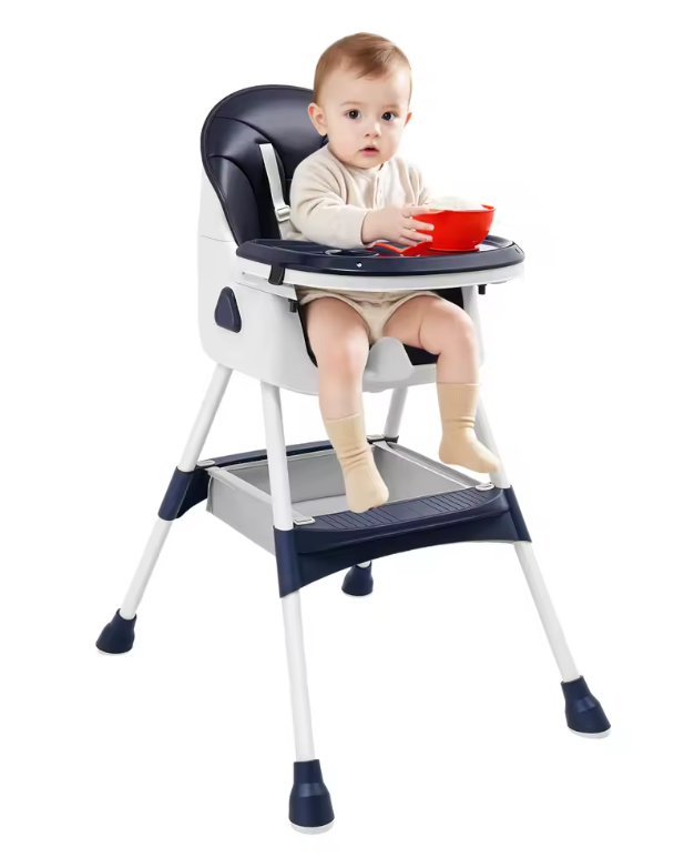 2-in-1 Opvouwbare Baby Kinderstoel – Verstelbaar met Dubbele Eettray