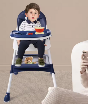2-in-1 Opvouwbare Baby Kinderstoel – Verstelbaar met Dubbele Eettray