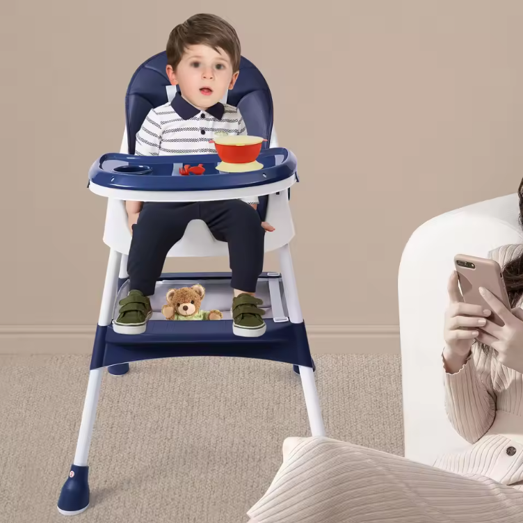 2-in-1 Opvouwbare Baby Kinderstoel – Verstelbaar met Dubbele Eettray