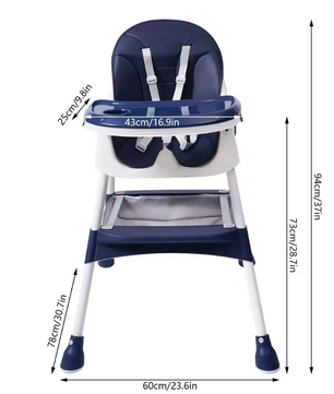 2-in-1 Opvouwbare Baby Kinderstoel – Verstelbaar met Dubbele Eettray