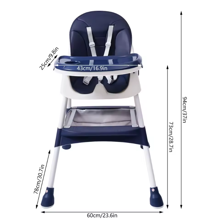 2-in-1 Opvouwbare Baby Kinderstoel – Verstelbaar met Dubbele Eettray