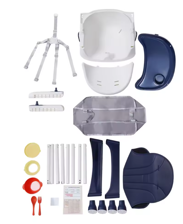 2-in-1 Opvouwbare Baby Kinderstoel – Verstelbaar met Dubbele Eettray